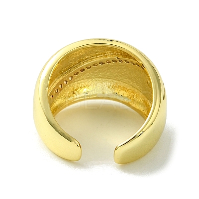 Brass Micro Pave Cubic Zirconia Open Cuff Ring RJEW-K256-18G-1
