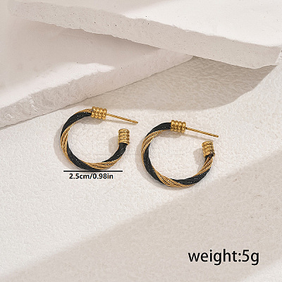 Stylish 201 Stainless Steel Twisted C-shaped Stud Earrings for Women's Daily Wear NT3408-4-1