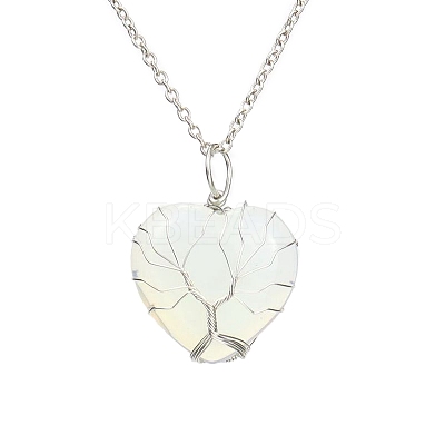 Opalite Heart Pendant Necklaces PW-WG58330-02-1