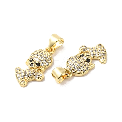 Brass Micro Pave Clear & Clack Cubic Zirconia Pendants ZIRC-L103-002G-1