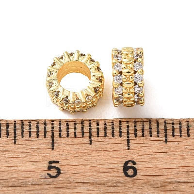 Brass Micro Pave Clear Cubic Zirconia European Beads CU-H003-01G-1