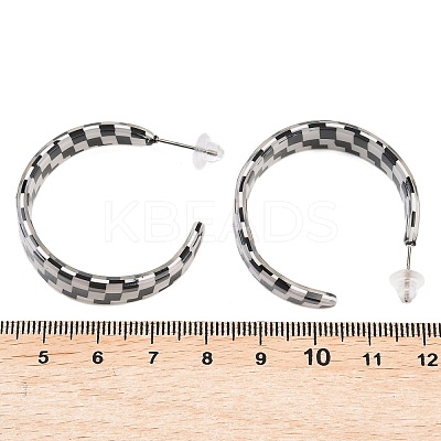 13 Pairs 13 Colors C-shaped Acrylic Stud Earrings for Women EJEW-DC0001-44-1