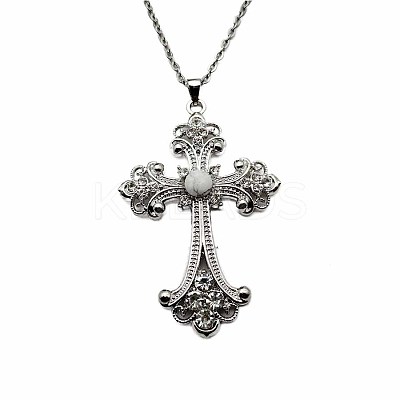 Vintage sparkling Alloy Rhinestone Cross Pendants Necklaces for Women IL0019-6-1