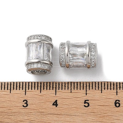 Brass Micro Pave Cubic Zirconia European Beads KK-F872-03P-1
