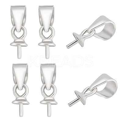 6Pcs Anti-Tarnish Rhodium Plated 925 Sterling Silver Snap on Bails STER-HY0001-07P-1