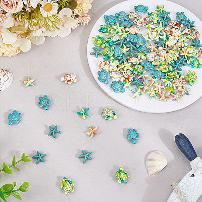 120Pcs 6 Styles Synthetic Turquoise Beads TURQ-HY0001-12A-1