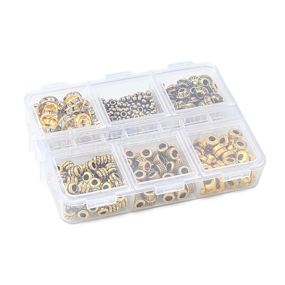285Pcs 6 Style Iron Rhinestone & Tibetan Style Alloy Spacer Beads DIY-FS0004-08-1