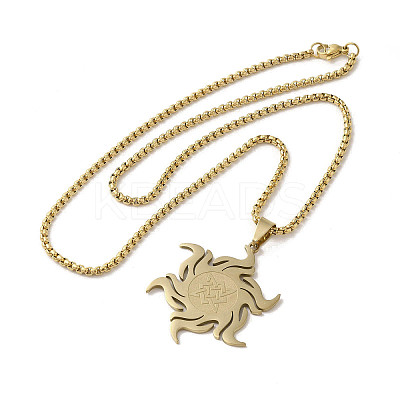 201 Stainless Steel Sun with Knot Pendant Necklaces NJEW-P293-07G-1