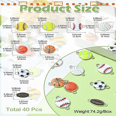 40Pcs 8 Styles Sports Theme Alloy Enamel Connector Charms ENAM-CJ0005-90-1