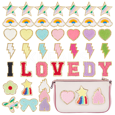 30Pcs 30 Styles Towel Cloth Computerized Embroidery Cloth Iron On/Sew On Patches DIY-PH0023-23-1