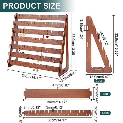 7-Tier Trapezoid Wood Earrings Organizer Holder Displays RDIS-WH0015-05-1