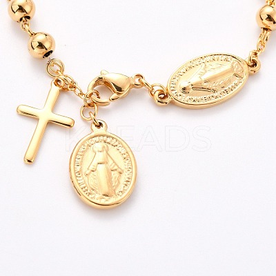 304 Stainless Steel Charm Bracelets STAS-B021-16G-1