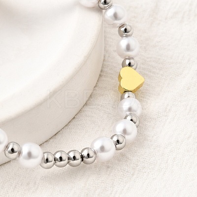 ABS Imitation Pearl Beads Braided Bead Bracelets for Women BJEW-D317-09B-PG-1