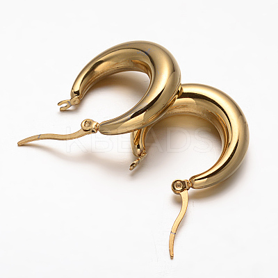Ring PVD Vacuum Plating 304 Stainless Steel Hoop Earrings LS-EJEW-O032-13-1