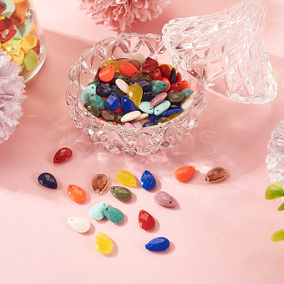 100Pcs 10 Colors Opaque Acrylic Charms MACR-TA0001-86-1