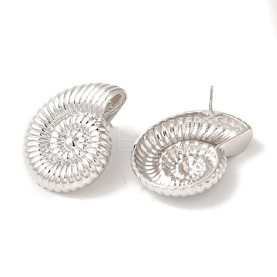 Rack Plating Spiral Shell Shape Brass Stud Earrings EJEW-B062-35P-1