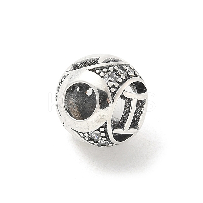 Brass Clear Cubic Zirconia European Beads LS-FIND-M049-01AS-08-1