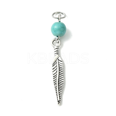 30Pcs Synthetic Turquoise Dyed Pendants PALLOY-JF02308-30A-1