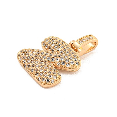 Brass Micro Pave Clear Cubic Zirconia Pendants KK-B099-01G-Z-1