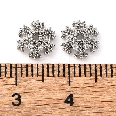 Brass Micro Pave Clear Cubic Zirconia Bead Caps KK-K278-48A-P-1
