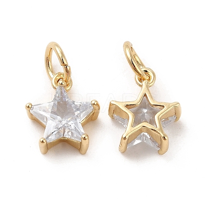 Rack Plating Brass Clear Cubic Zirconia Pendants KK-E081-03G-1