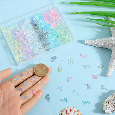 350Pcs 7 Colors Glitter Powder Resin Cabochons MRMJ-SC0001-32-1