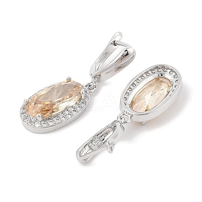 Brass Pave Cubic Zirconia Oval Stud Earrings for Women EJEW-I304-24P-10-1
