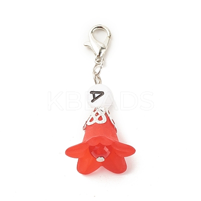 Frosted Flower Transparent Acrylic Pendant Decoration HJEW-JM00628-04-1