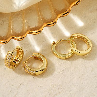 Brass Pave Clear Cubic Zirconia Hoop Earring Sets PB6387-1