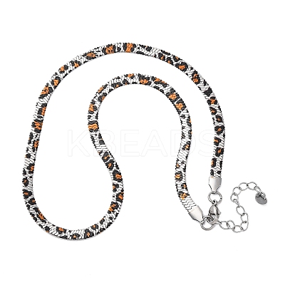 304 Stainless Steel Leopard Print Flat Snake Chain Necklaces for Women NJEW-A044-02B-P-01-1