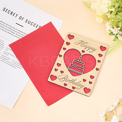 Birthday Wooden Greeting Cards DIY-CP0011-91E-1