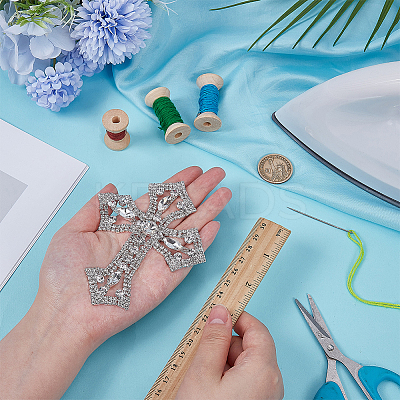 1Pc Cross Alloy Glass Rhinestone Decoration FIND-FG0004-94-1