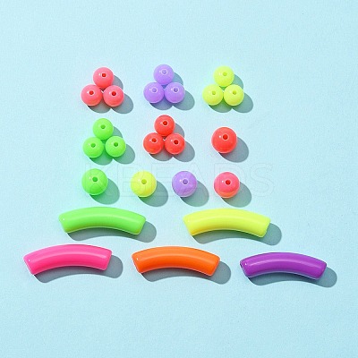255Pcs 15 Style Fluorescent Acrylic Beads MACR-FS0001-28-1