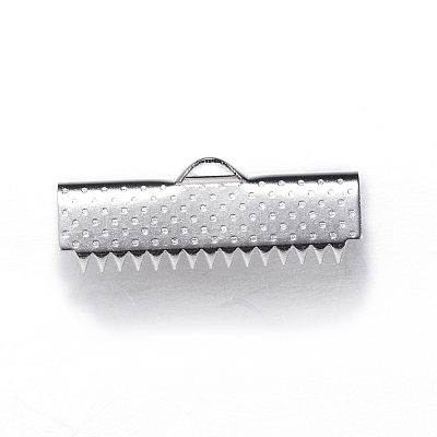 Tarnish Resistant 304 Stainless Steel Ribbon Crimp Ends STAS-N0013-05P-1