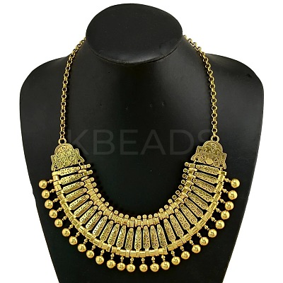 Tibetan Style Alloy Turkish Coin Tassel Chunky Bib Necklaces for Women FS-WG6DA7E-02-1