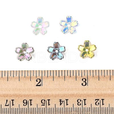 70Pcs 5 Colors Transparent Electroplate Glass Bead Caps EGLA-FS0001-55-1