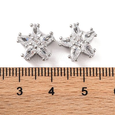 Brass Micro Pave Clear Cubic Zirconia Beads KK-S389-22P-1