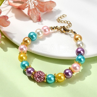 Glass Imitation Pearl Beaded Bracelets for Women BJEW-JB10033-01-1