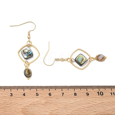 Natural Paua Shell & Stainless Steel Dangle Earrings for Women EJEW-JE07076-02-1