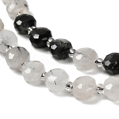 Natural Tourmalinated Quartz/Black Rutilated Quartz Beads Strands G-B153-A08-1