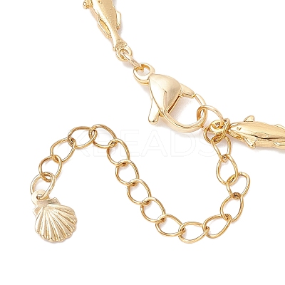 Brass Fish Link Bracelets for Women BJEW-JB12576-1