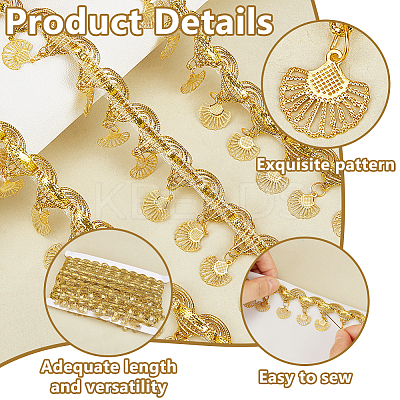 Polyester Fringe Lace Trim Ribbon with Charms Tassel OCOR-WH0078-337B-1