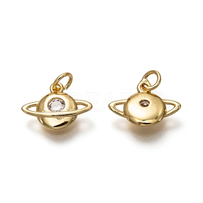 Brass Micro Pave Clear Cubic Zirconia Charms ZIRC-B002-27G-1