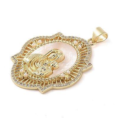 Brass Micro Pave Clear Cubic Zirconia Pendants KK-Q813-16D-G-1