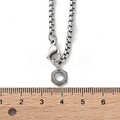 304 Stainless Steel Hexagon Pendant Box Chain Necklaces for Women NJEW-A045-25P-1