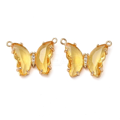 Brass Pave Faceted Glass Connector Charms FIND-Z020-03O-1
