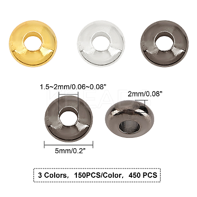 450Pcs 3 Colors Brass Spacer Beads KK-FH0001-89-1