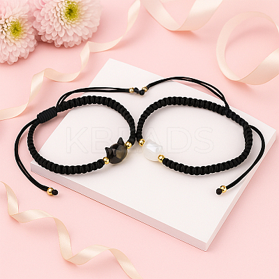 12Pcs 2 Colors Imitation Pearl Braided Beads Bracelets for Men Women BJEW-GO0002-04-1