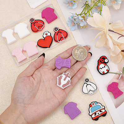 15Pcs 15 Style Food Grade Eco-Friendly Silicone Beads FIND-CA0008-27-1