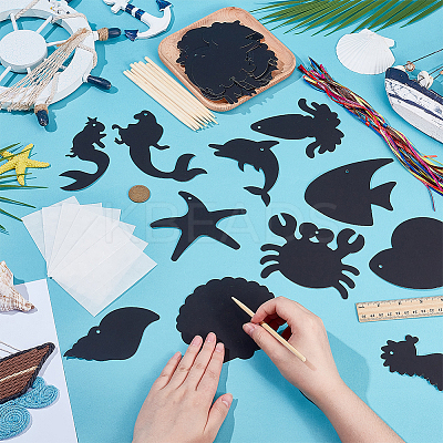 Marine Animals Scratch Crafts for Kids DIY-WH0671-181-1